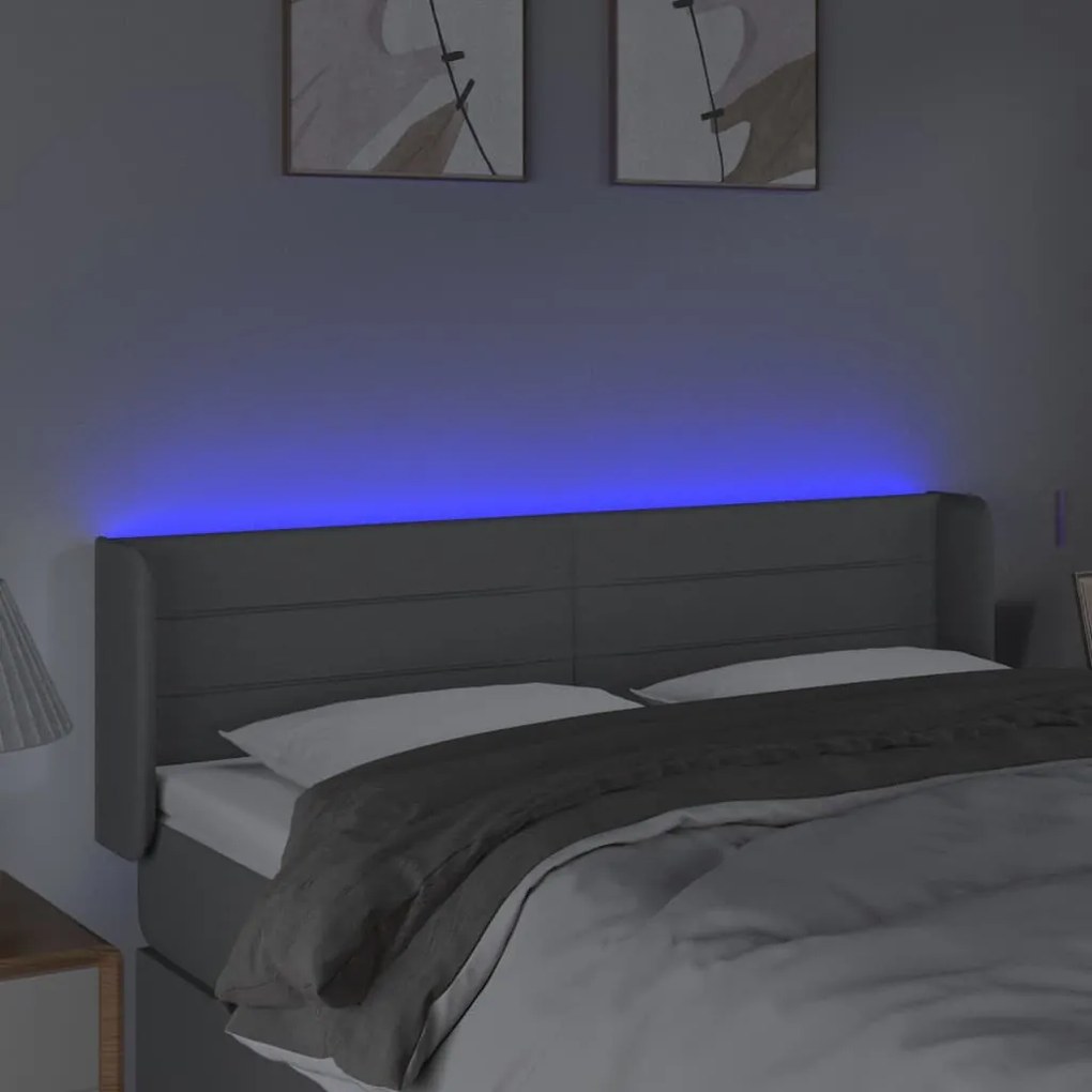 vidaXL Κεφαλάρι Κρεβατιού LED Ανοιχτό Γκρι 147x16x78/88 εκ. Υφασμάτινο