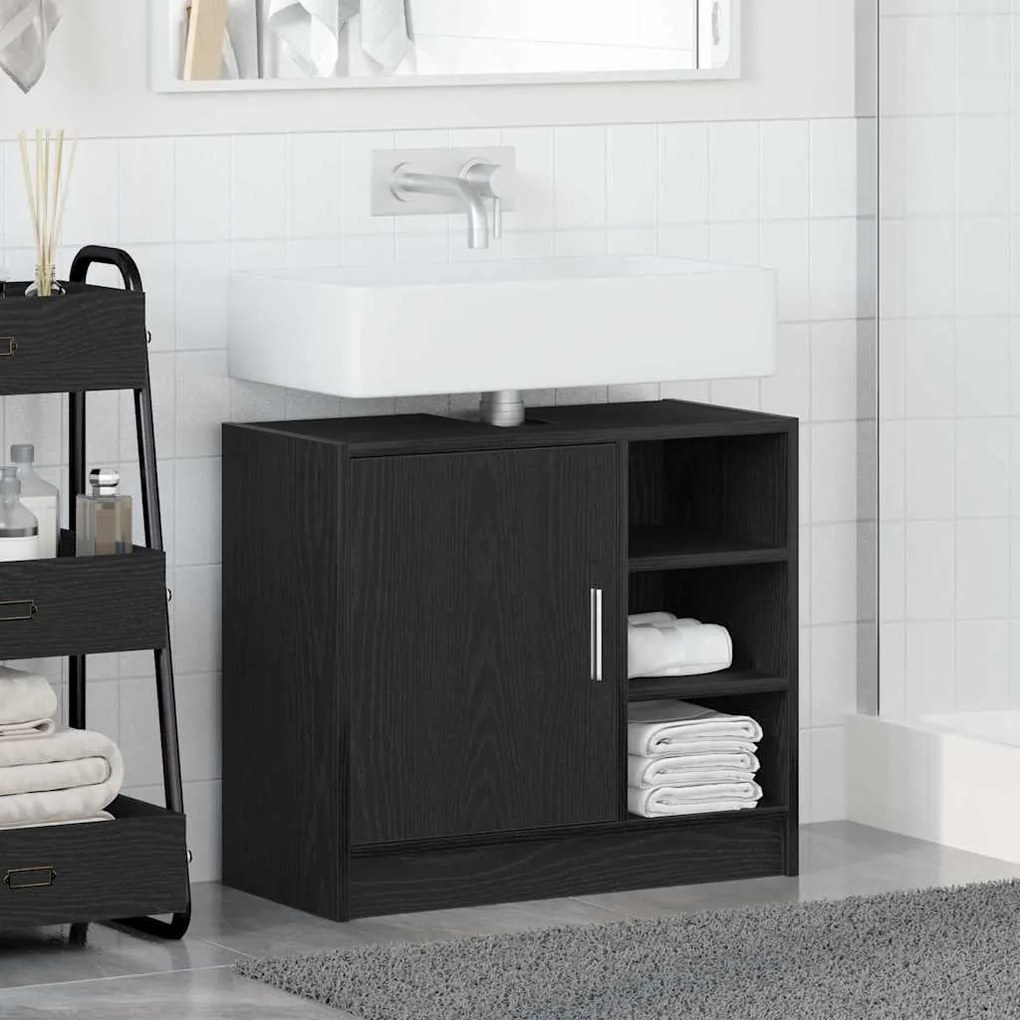 vidaXL Ντουλάπι Νιπτήρα Μαύρη Οξυά 63 x 29 x 55 cm Επεξεργασμένο ξύλο