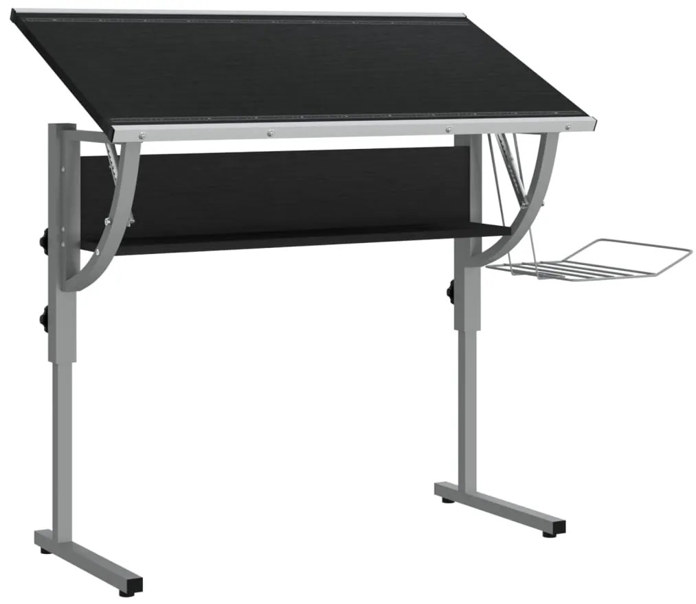 vidaXL Γραφείο Χειροτ. Μαύρο/Γκρι 110x53x(58-87) εκ. Επ. Ξύλο&amp;Ατσάλι
