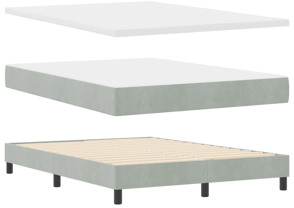 vidaXL Κρεβάτι με Στρώμα Light Grey 140x190 εκ Βελούδο