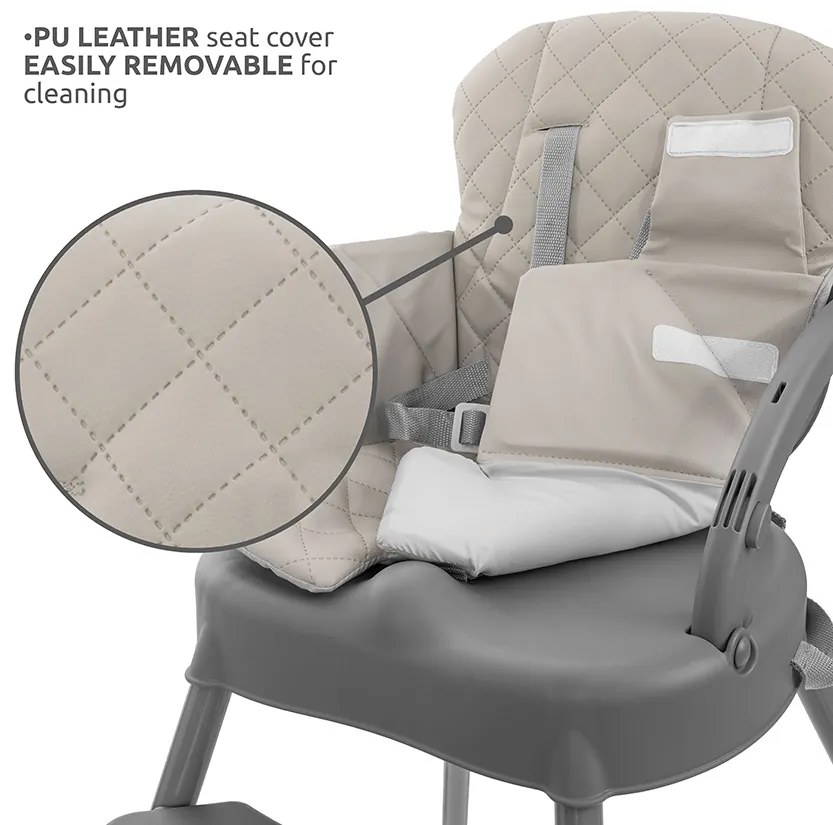 Καρεκλάκι φαγητού Siesta 3in1 Grey Leather 10100532506 Lorelli