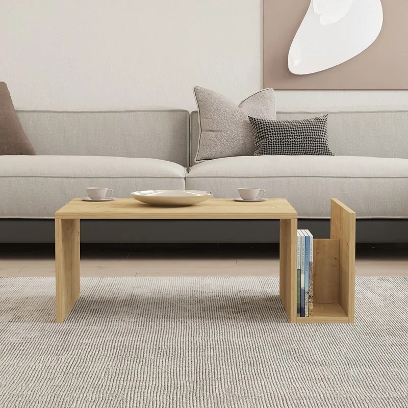 Τραπέζι σαλονιού Poko pakoworld σε oak απόχρωση 86.8x50x32,4εκ (1 τεμάχια)