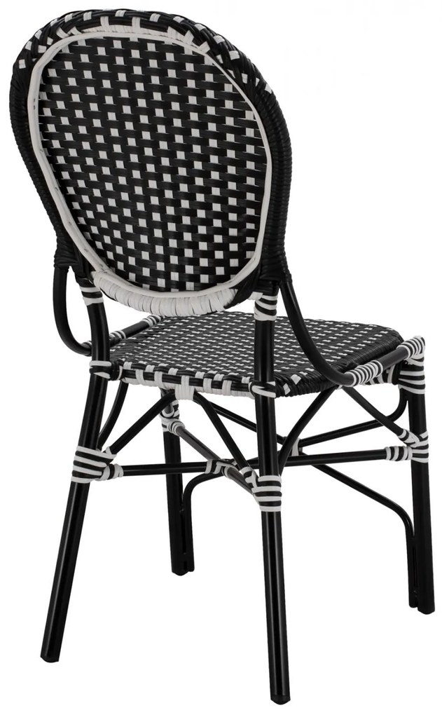 Καρέκλα C5792.02 Αλουμινίου Bamboo Look με Wicker Μαύρο - Λευκό 46x60x96 εκ. 46x60x96 εκ.