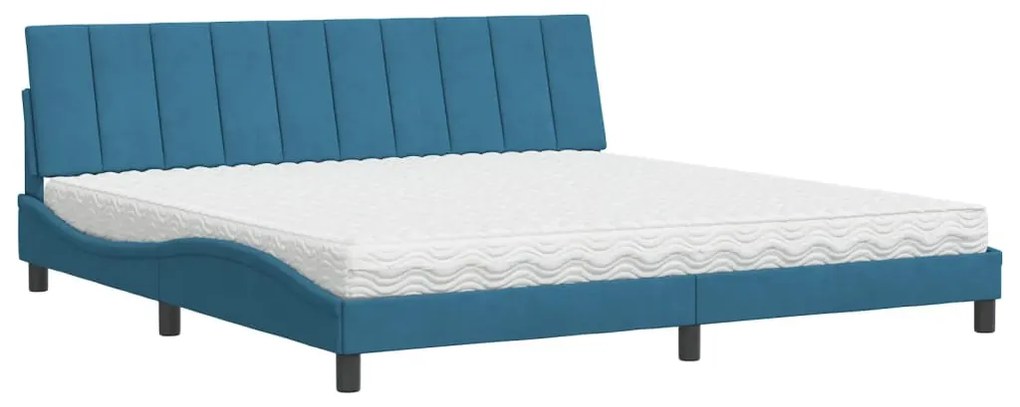 vidaXL Κρεβάτι με Στρώμα Hanko Μπλε 200x200 εκ. Βελούδινο