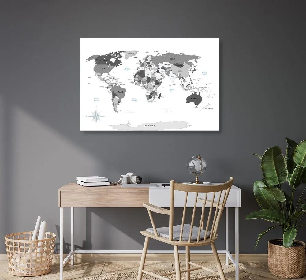 Εικόνα σε ασπρόμαυρο χάρτη από φελλό με μπλε αντίθεση - 90x60  wooden