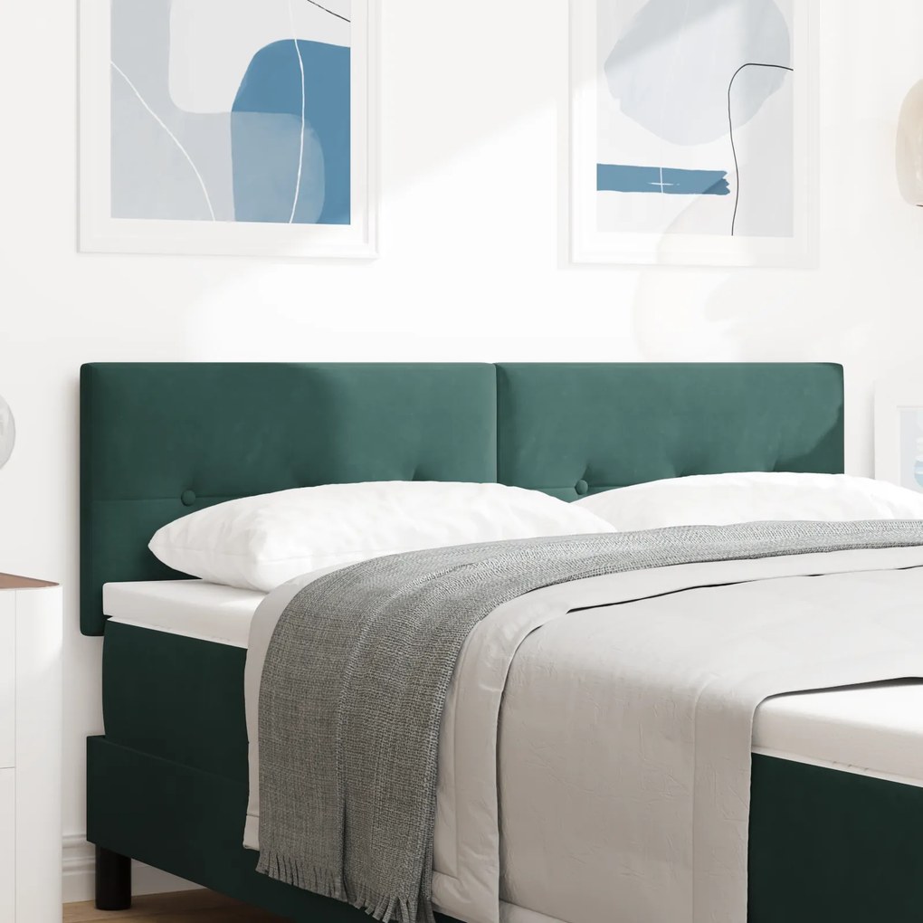 vidaXL LED Κεφαλόग्रीφη με κουμπιά, Σκούρο Πράσινο 80 εκ. Βελούδο