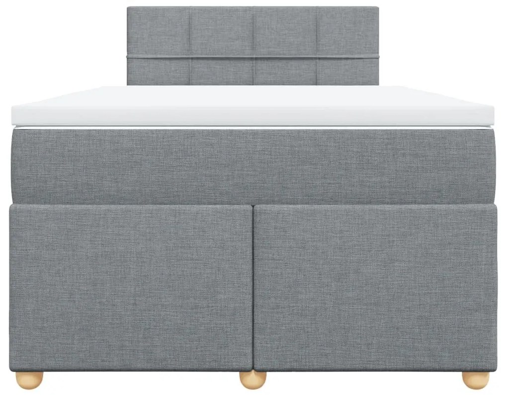 Κρεβάτι Boxspring με Στρώμα Ανοιχτό Γκρι 120x200 εκ. Υφασμάτινο - Γκρι