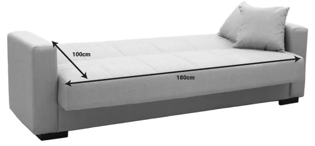 Καναπές-κρεβάτι με αποθηκευτικό χώρο τριθέσιος Vox pakoworld κρεμ ύφασμα 214x82x83εκ
