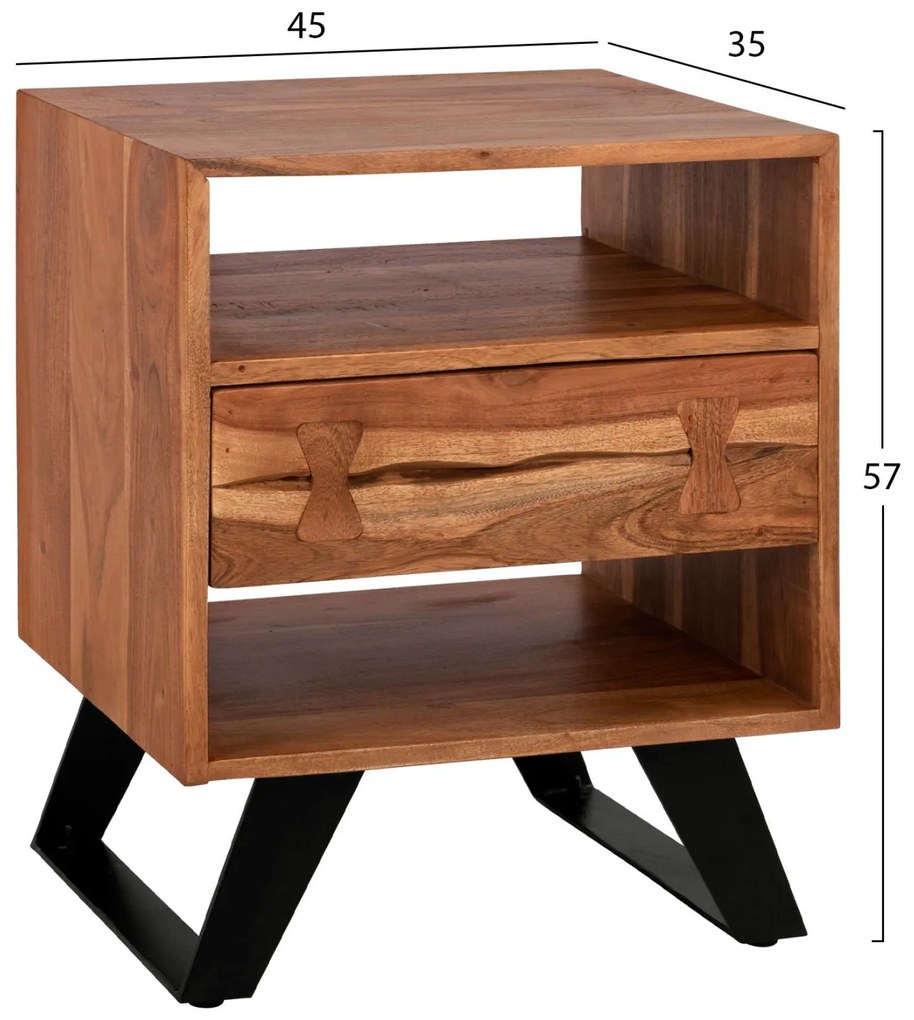 Κομοδίνο Fansi C8473.11 από μασίφ ξύλο ακακίας 45x35x57Y εκ. 45x35x57 εκ.