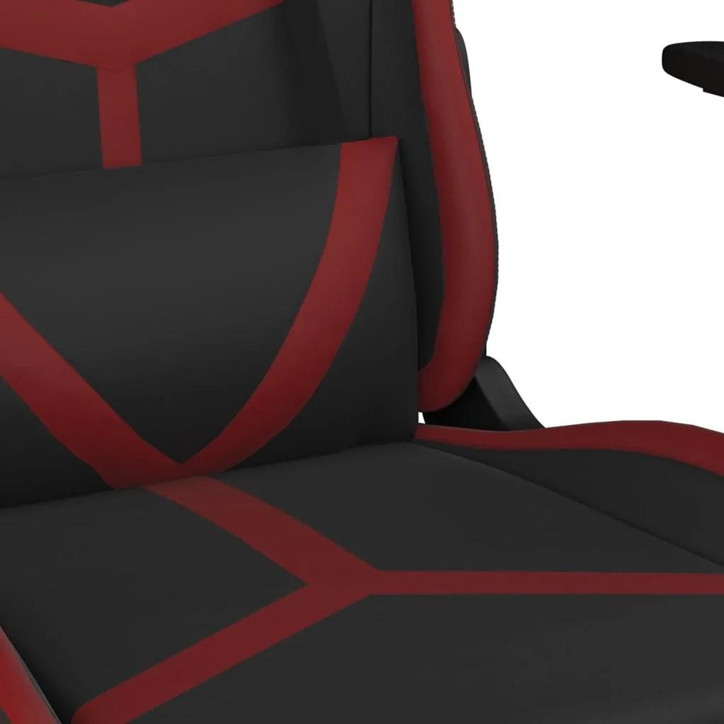 Καρέκλα Gaming Μασάζ Υποπόδιο Μαύρο/Μπορντό από Συνθετικό Δέρμα - Κόκκινο