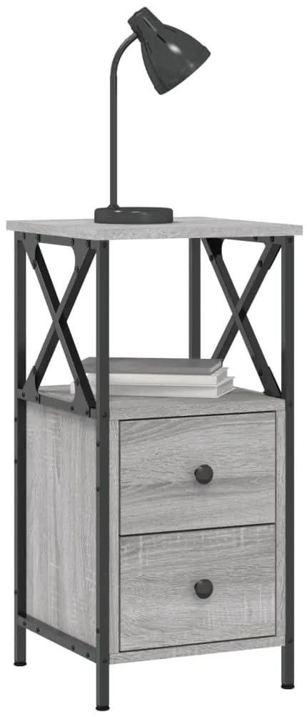 vidaXL Κομοδίνα 2 Τεμ. Γκρι Sonoma 34x35,5x70 εκ. Επεξεργασμένο Ξύλο