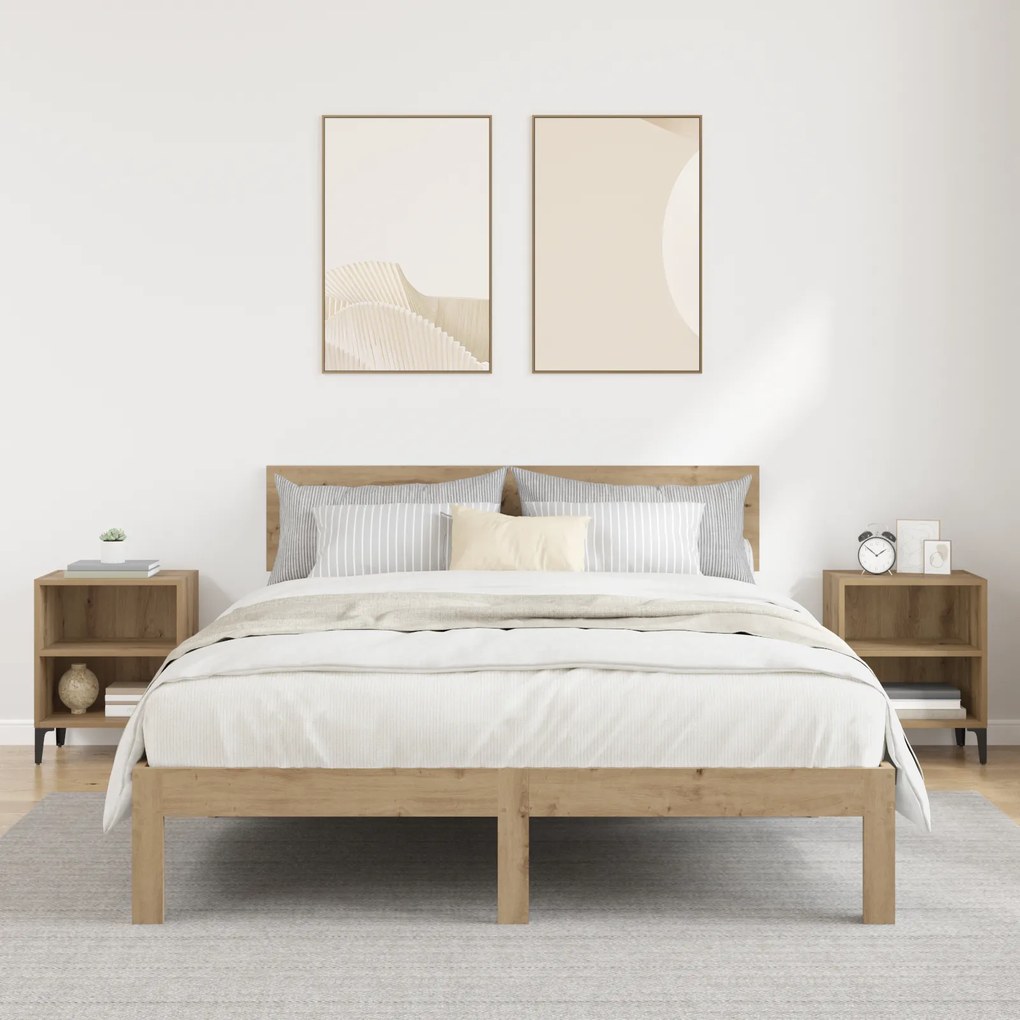 vidaXL Κομοδίνα 2 τμχ Αρτιστική Δρυς 40x30x50 εκ. Επεξεργασμένο Ξύλο