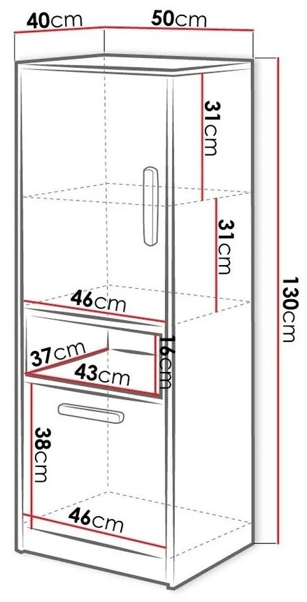 Ντουλάπι Fresno E117, Οξιά, Γραφίτης, Ανοιχτό γκρι, Άσπρο, 130x50cm, Ο αριθμός των θυρών: 140cm, 33 kg, Πλαστικοποιημένη μοριοσανίδα | Epipla1.gr