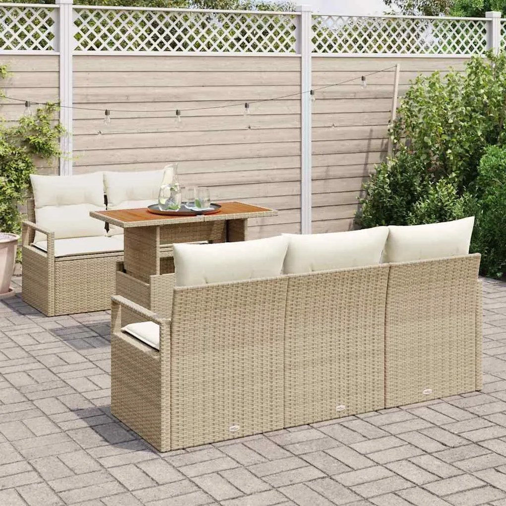 vidaXL Σετ Καναπέ Κήπου 6 pcs μπεζ και κρεμ 100 x 55 x 73 εκ