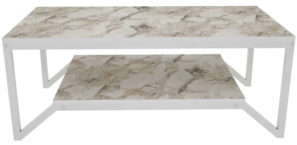 Τραπέζι Σαλονιού Flora 322RTC1203 120x60x45,8cm Marble Effect White