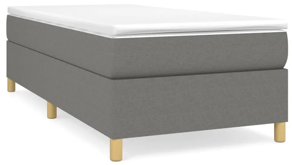 Κρεβάτι Boxspring με Στρώμα Σκούρο Γκρι 90x190 εκ. Υφασμάτινο - Γκρι