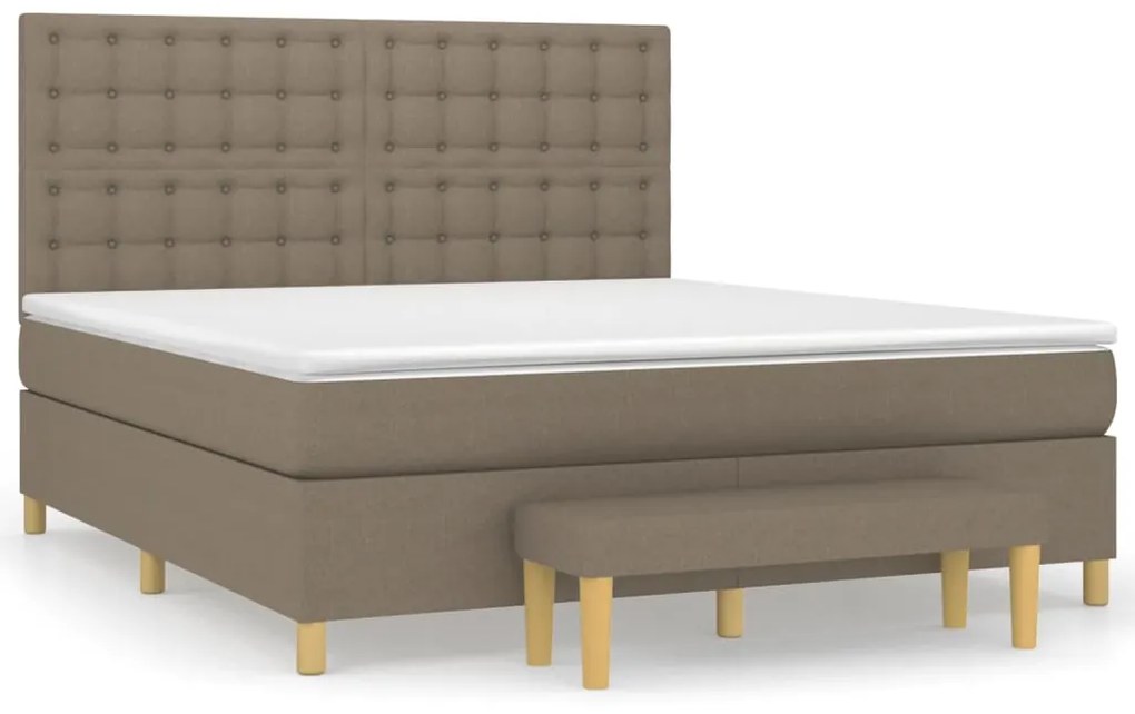 Κρεβάτι Boxspring με Στρώμα Taupe 180x200 εκ. Υφασμάτινο - Μπεζ-Γκρι