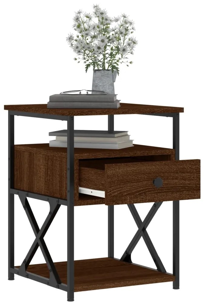 vidaXL Κομοδίνο Καφέ Δρυς 40 x 42 x 55 εκ. από Επεξεργασμένο Ξύλο