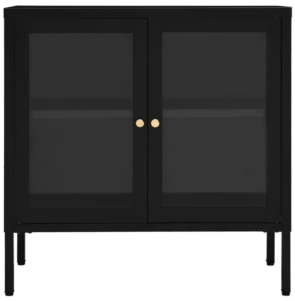 vidaXL Μπουφές Μαύρος 70 x 35 x 70 εκ. από Ατσάλι και Γυαλί