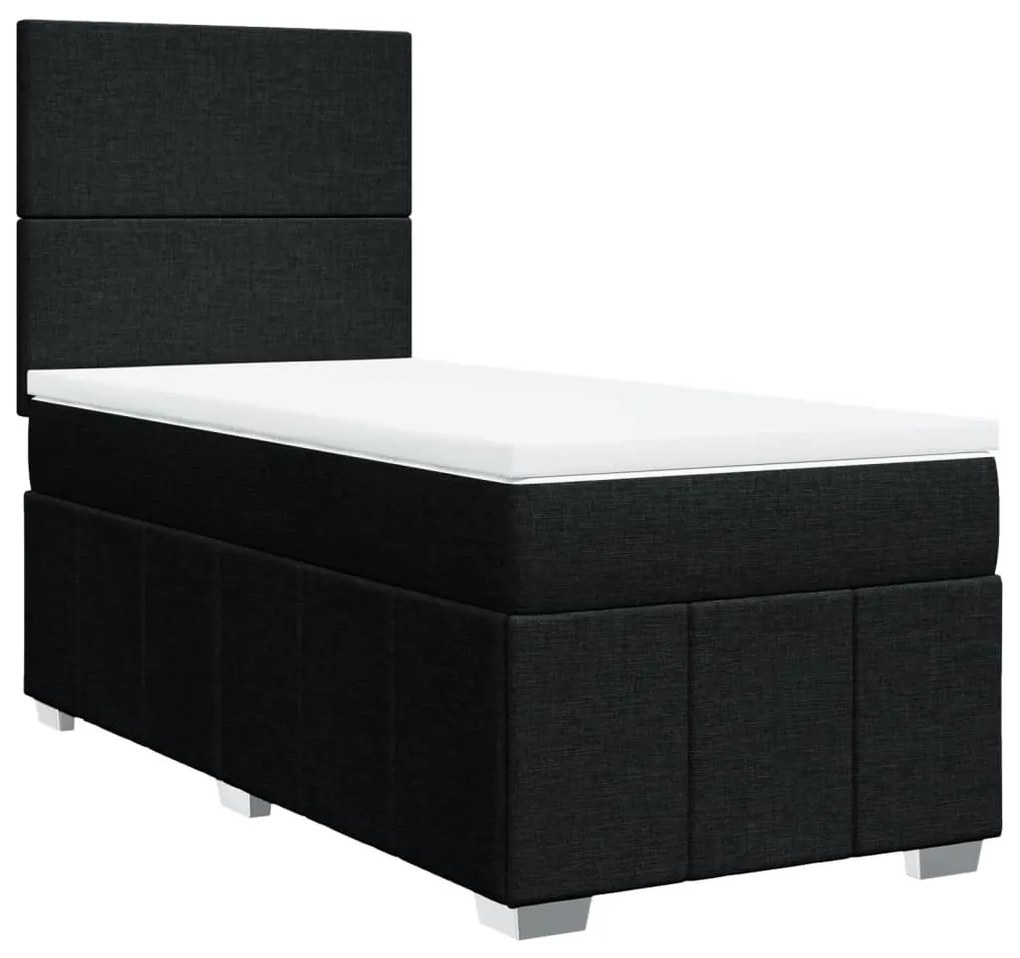 vidaXL Κρεβάτι Boxspring με Στρώμα Μαύρο 90x200 εκ. Υφασμάτινο