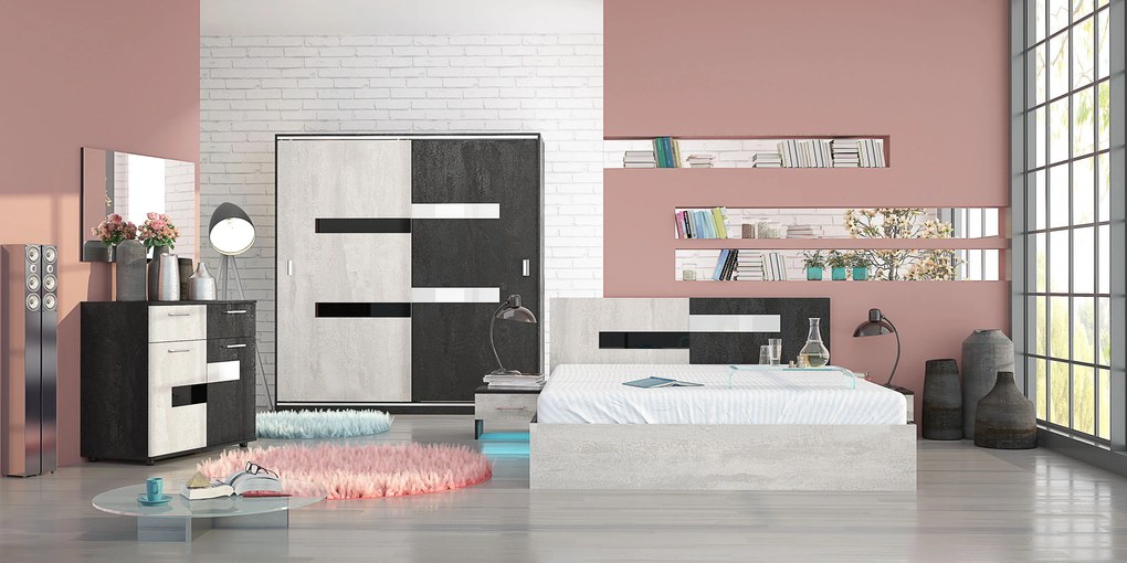Σετ κρεβατοκάμαρας Vega silk nero/silk light 160x200 DIOMMI 33-115 DIOMMI-33-115