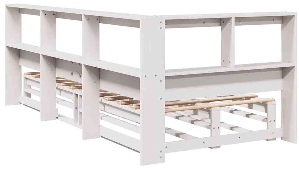 vidaXL Κρεβάτι Βιβλιοθήκη Χωρίς Στρώμα Λευκό 75x190 εκ Μασίφ Πεύκο