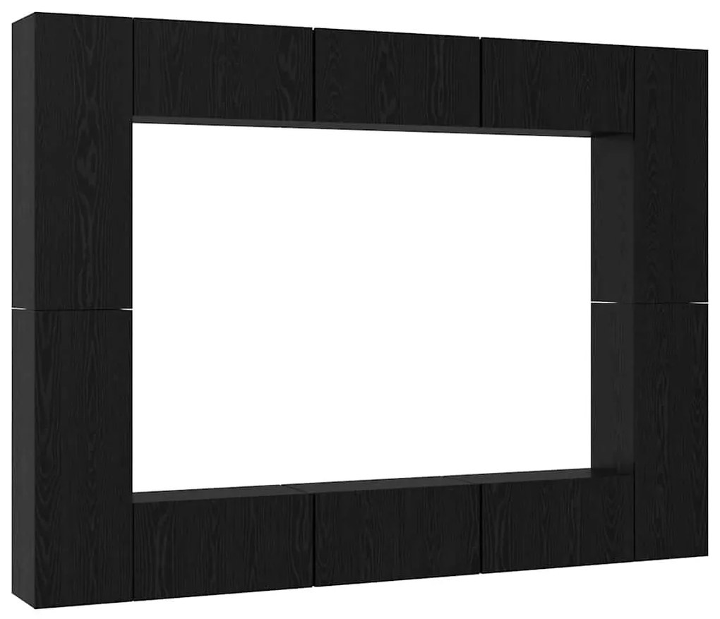 vidaXL Σετ επίπλου τηλεόρασης Επιτοίχιο 10 pcs Μαύρη δρυς