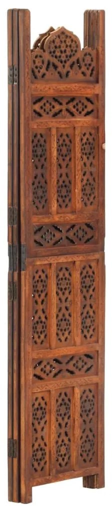 vidaXL Παραβάν Σκαλιστό στο Χέρι 3 Πάνελ Καφέ 120x165 εκ. Ξύλο Μάνγκο