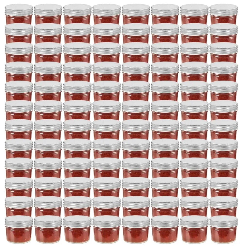 vidaXL Βάζα Μαρμελάδας 96 τεμ. 110 ml Γυάλινα με Ασημένια Καπάκια