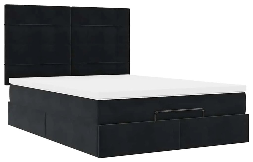 Οθωμανικό κρεβάτι με στρώματα Μαύρο 140x190cm Βελούδο 3313471