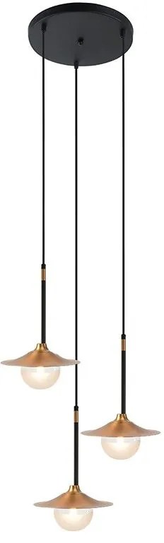 Φωτιστικό Οροφής HL4313P35BB 3ΧG9 D45ΧΗ106 Brass-Black Aca Decor Metal, Glass
