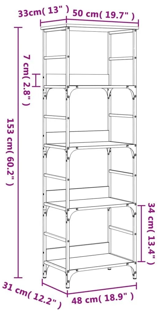 Βιβλιοθήκη Sonoma Δρυς 50x33x153 εκ. Επεξεργασμένο Ξύλο - Καφέ