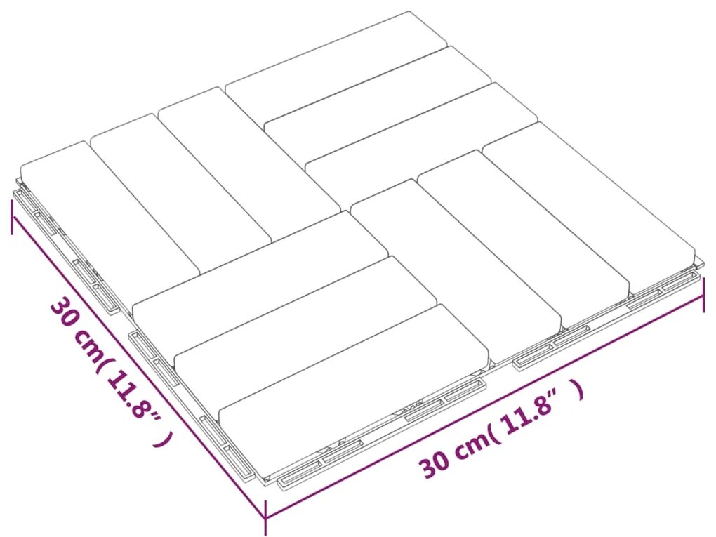 Πλακάκια Deck 10 τεμ. 30 x 30 εκ. από Μασίφ Ξύλο Teak  - Καφέ