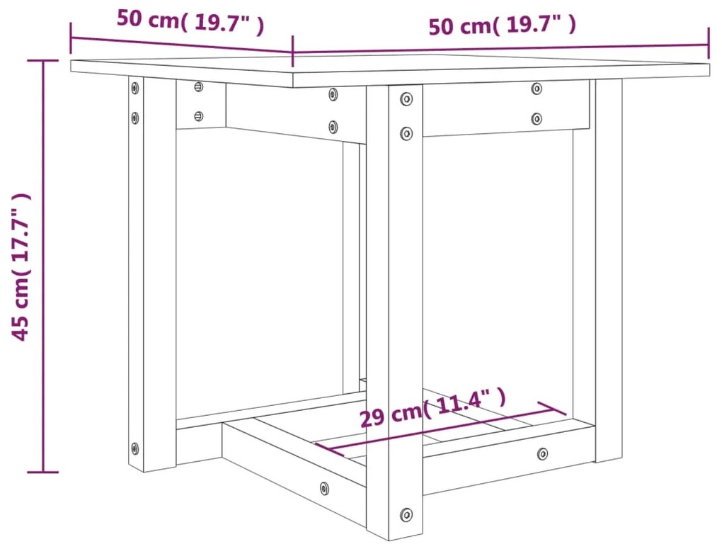 Τραπεζάκι Σαλονιού 50 x 50 x 45 εκ. από Μασίφ Ξύλο Πεύκου - Καφέ