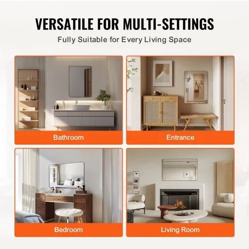 VEVOR Square Wall Mounted Mirror 22&quot; x 30&quot; Mirror with Aluminium Alloy Frame