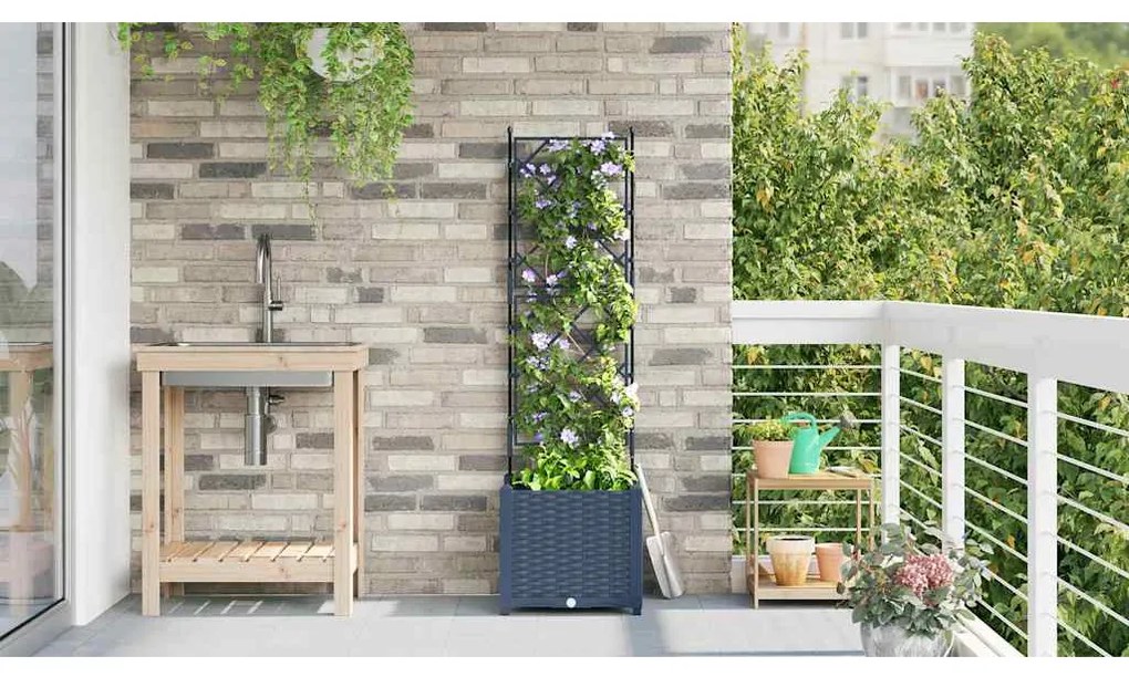 vidaXL Κηποτινάκι με Τρέλα Γκρι 40 x 40 x 143 εκ. PP