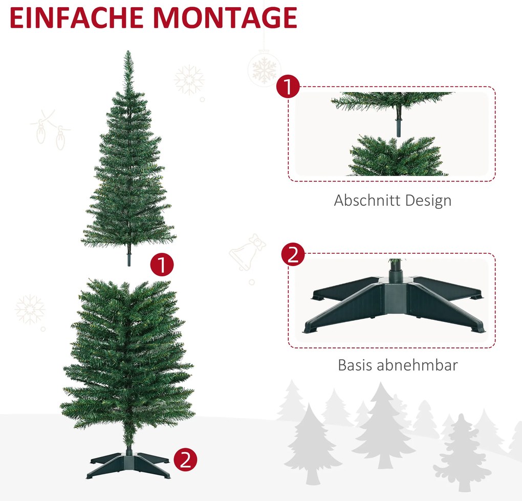 HOMCOM Χριστουγεννιάτικο δέντρο, τεχνητό πεύκο, χριστουγεννιάτικο δέντρο, με βάση, αστέρι, 1,5 m, πράσινο