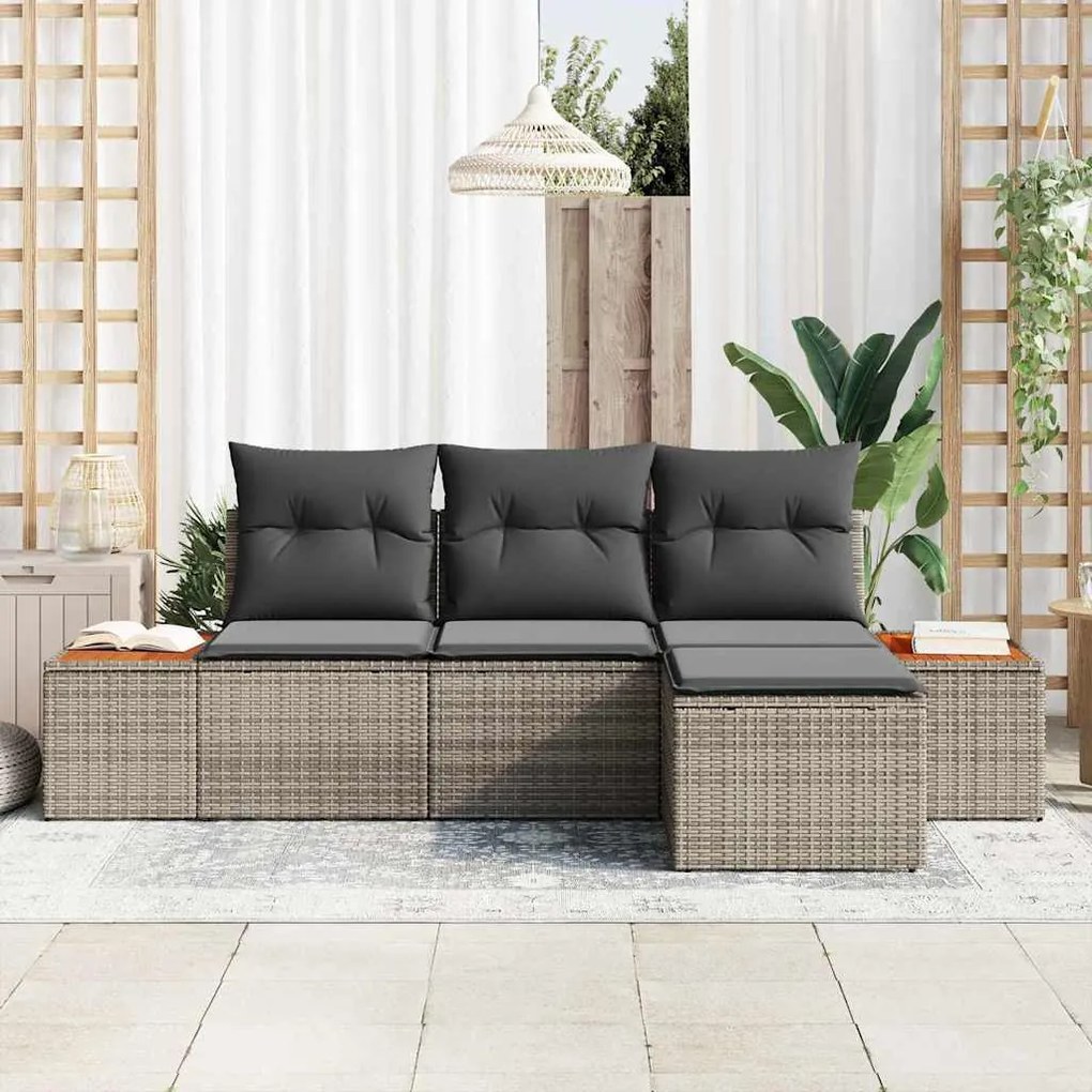 vidaXL με μαξιλάρι Ρυθμιζόμενος 4 pcs Γκρι 239 x 117 x 37 εκ