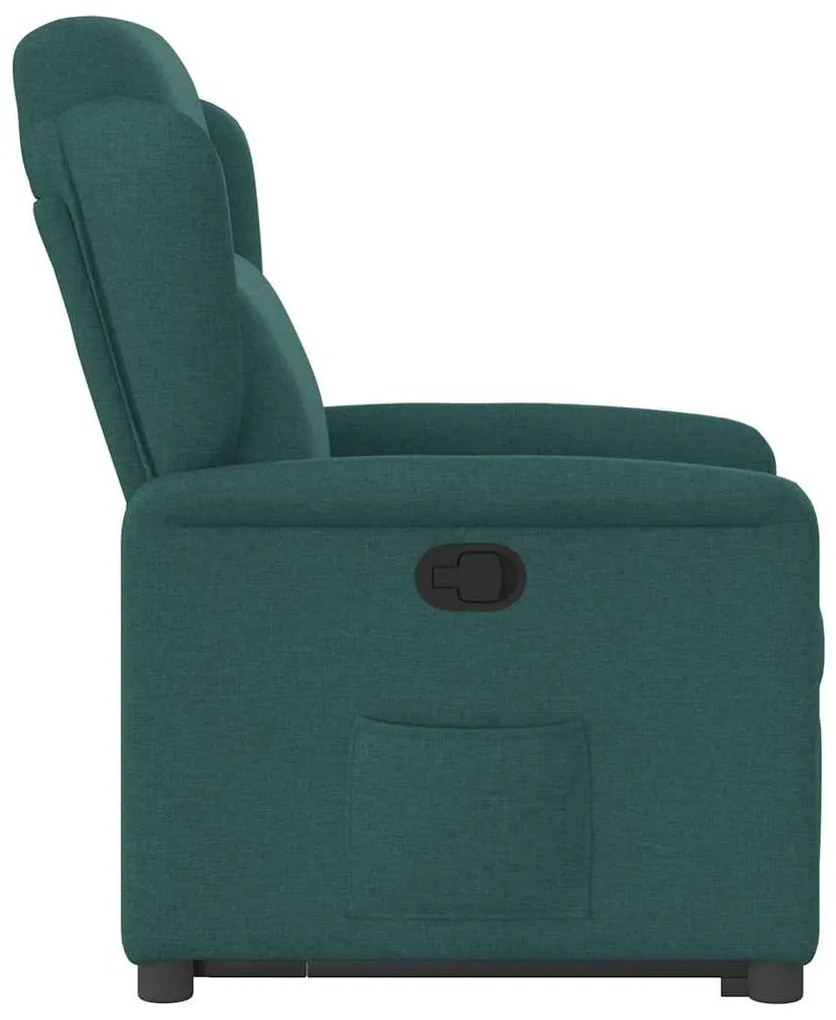 vidaXL Πολυθρόνα Ανακλινόμενη με Ανύψωση Σκούρο Πράσινη Υφασμάτινη