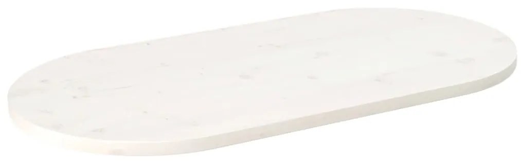 Επιφάνεια Τραπεζιού Οβάλ Λευκή 90x45x2,5 εκ. Μασίφ Ξύλο Πεύκου