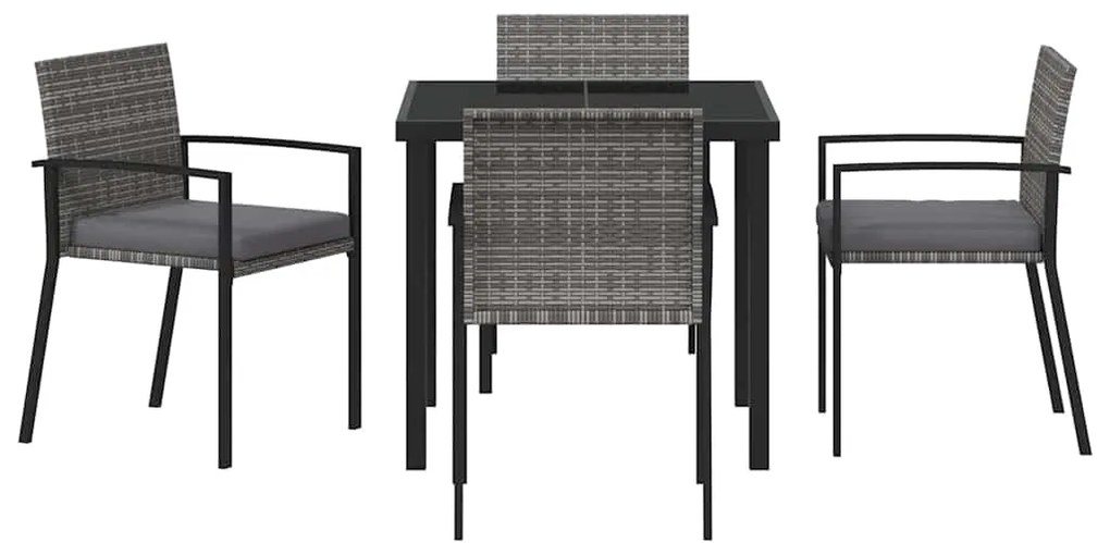 vidaXL Σέτ φαγητού για κήπο 5 pcs Γκρι Χάλυβας με επίστρωση πούδρας