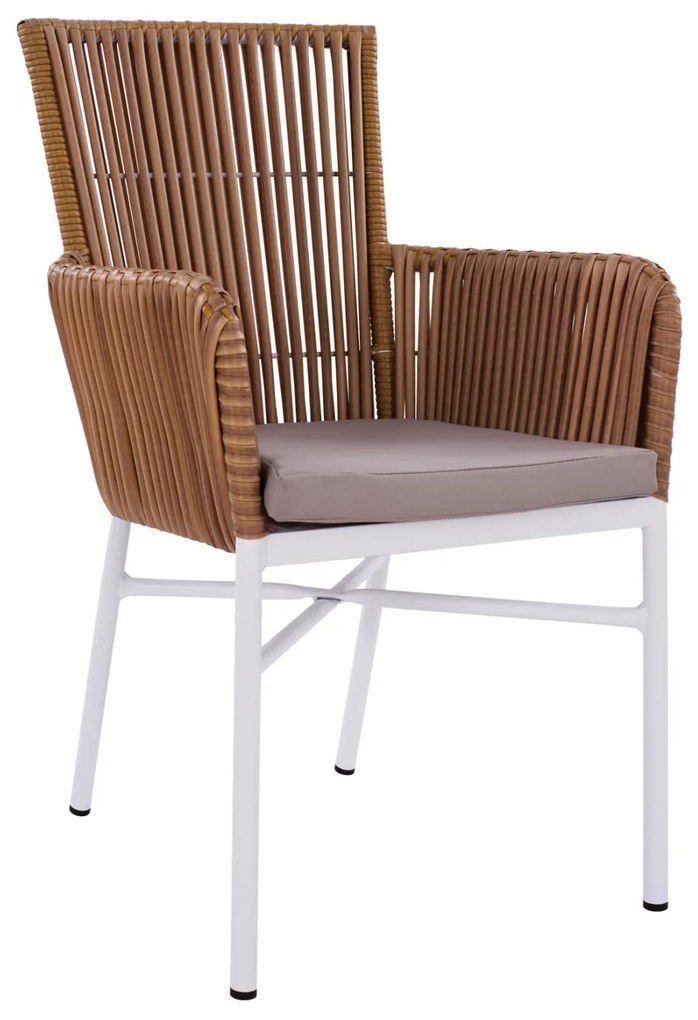 Καρέκλα - Πολυθρόνα COMPRERIA C5298.01 Αλουμινίου με Μαξιλάρι Μπέζ - Λευκό 57x60x90 εκ. 57x60x90 εκ.