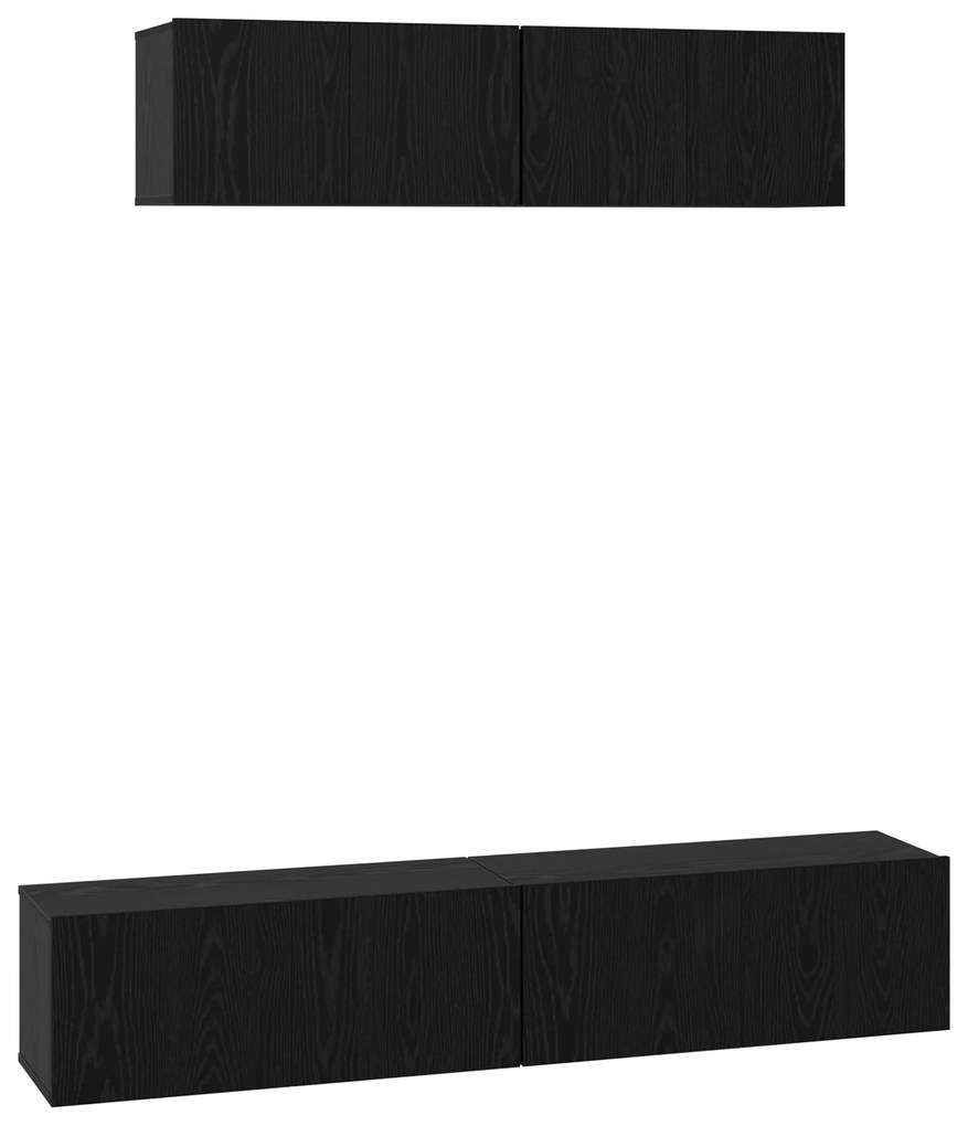vidaXL Τηλεοπτική Κάβα Τοίχου 4 pcs Μαύρη Οξυά Small 80 x 30 x 30.5 εκ