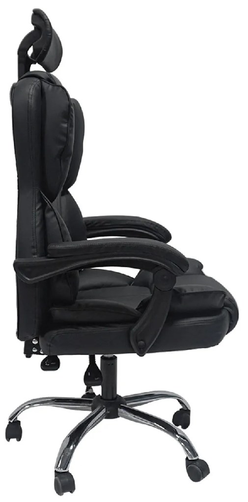 ΚΑΡΕΚΛΑ ΓΡΑΦΕΙΟΥ OCTAVIUS HM1202 ΜΑΥΡΟ PVC &amp; NYLON-ΜΕΤΑΛ.ΧΡΩΜΙΟ ΒΑΣΗ 63x73x129Υεκ