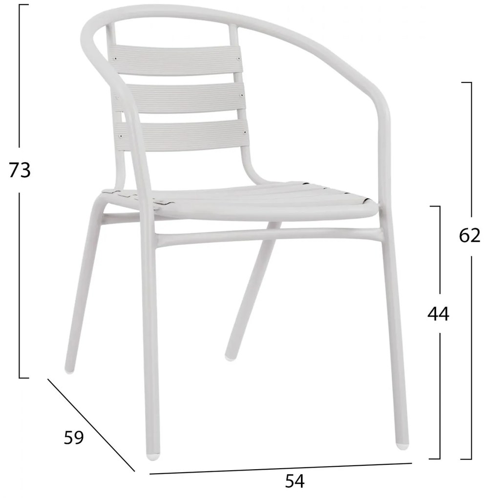 Καρέκλα - Πολυθρόνα LAURA C5037.02 Μεταλλική Λευκή με Φέτες Αλουμινίου 54x59x73Υ εκ. 54x59x73 εκ.