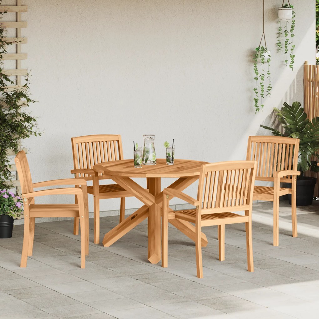 vidaXL Σέτ φαγητού για κήπο 3 pcs Καστανό 109 x 109 x 74 εκ.