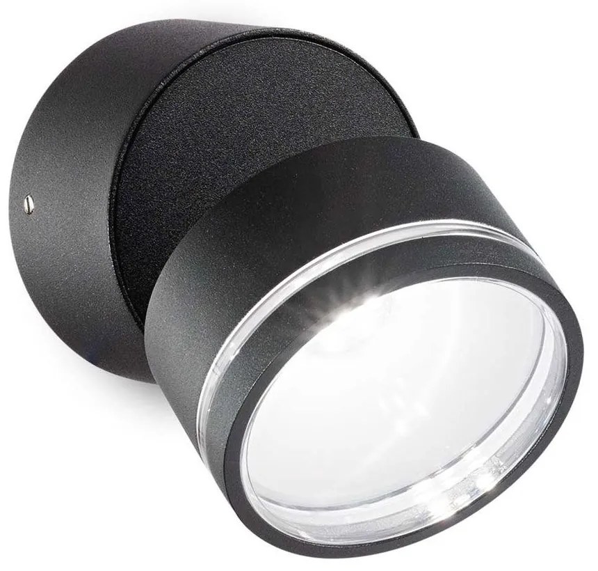 Φωτιστικό Τοίχου - Απλίκα Omega Round 285504 9x8,5cm LED 7W 4000K 650Lm Black Ideal Lux