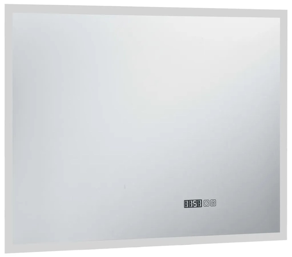 vidaXL Καθρέφτης Μπάνιου με LED/Αισθητήρα Αφής και Οθόνη Ώρας 80x60εκ.