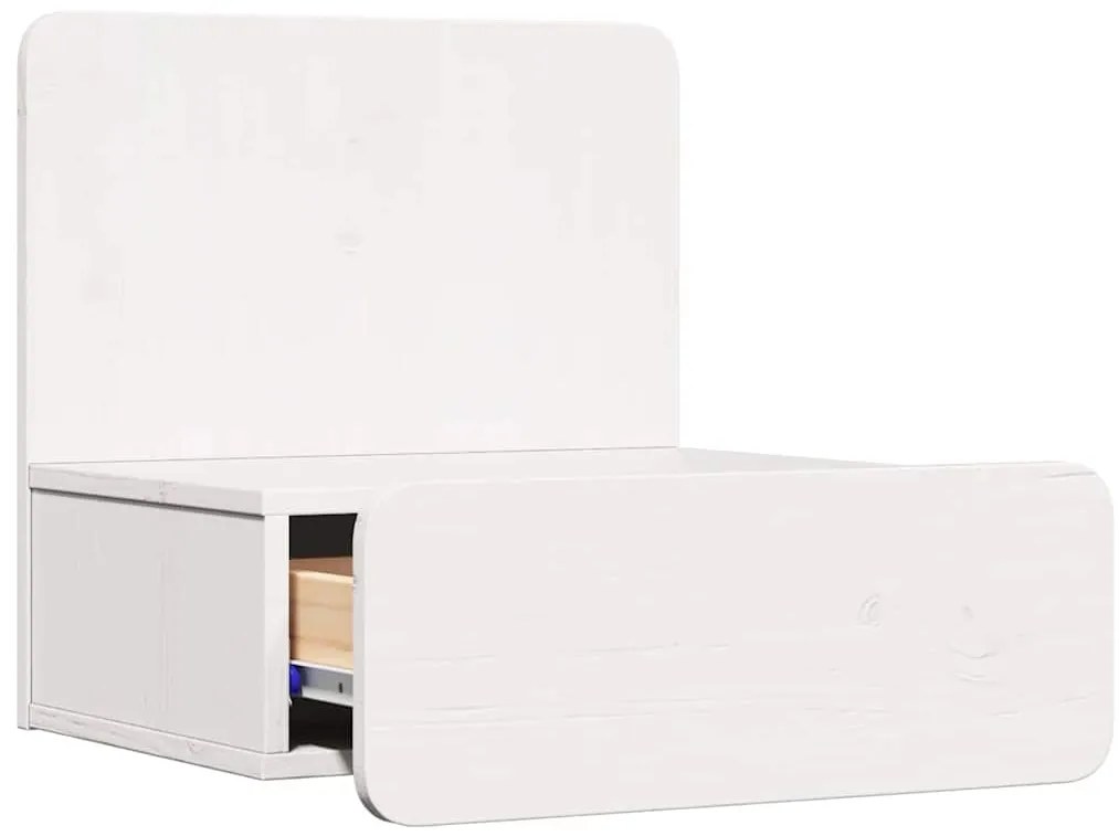 vidaXL Κομοδίνο με συρτάρι Λευκό 44 x 32.5 x 40 εκ. Μασίφ ξύλο πεύκου