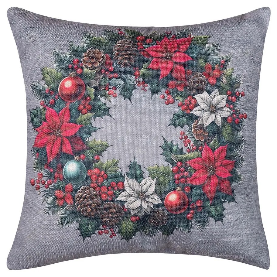 Χριστουγεννιάτικη Μαξιλαροθήκη (45x45) Silk Fashion ks2026-8